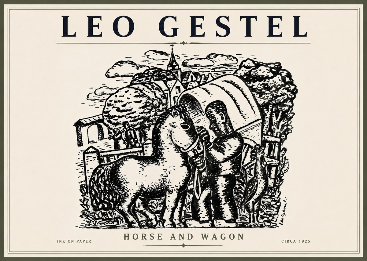 Leo Gestel Horse and Wagon No3 - Poszter