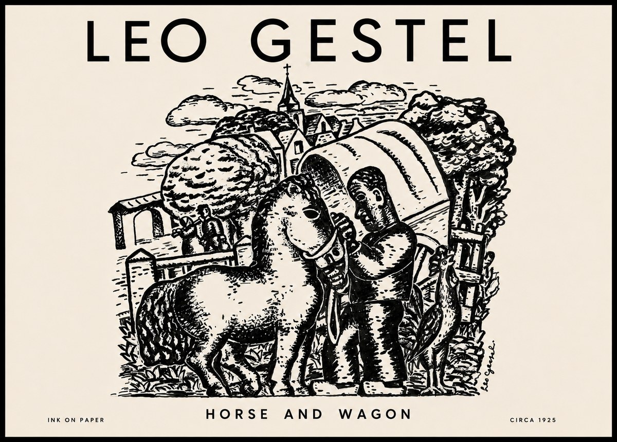 Leo Gestel Horse and Wagon No4 - Poszter