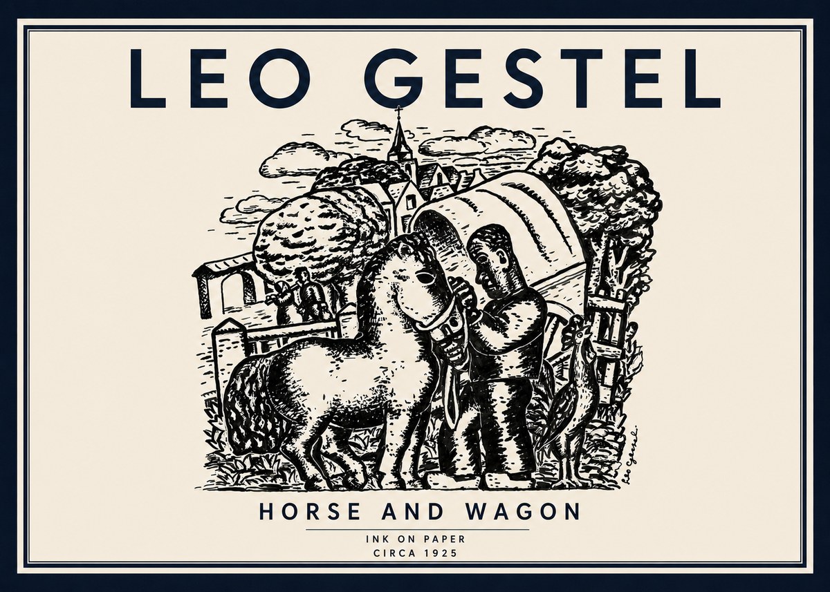 Leo Gestel Horse and Wagon No6 - Poszter