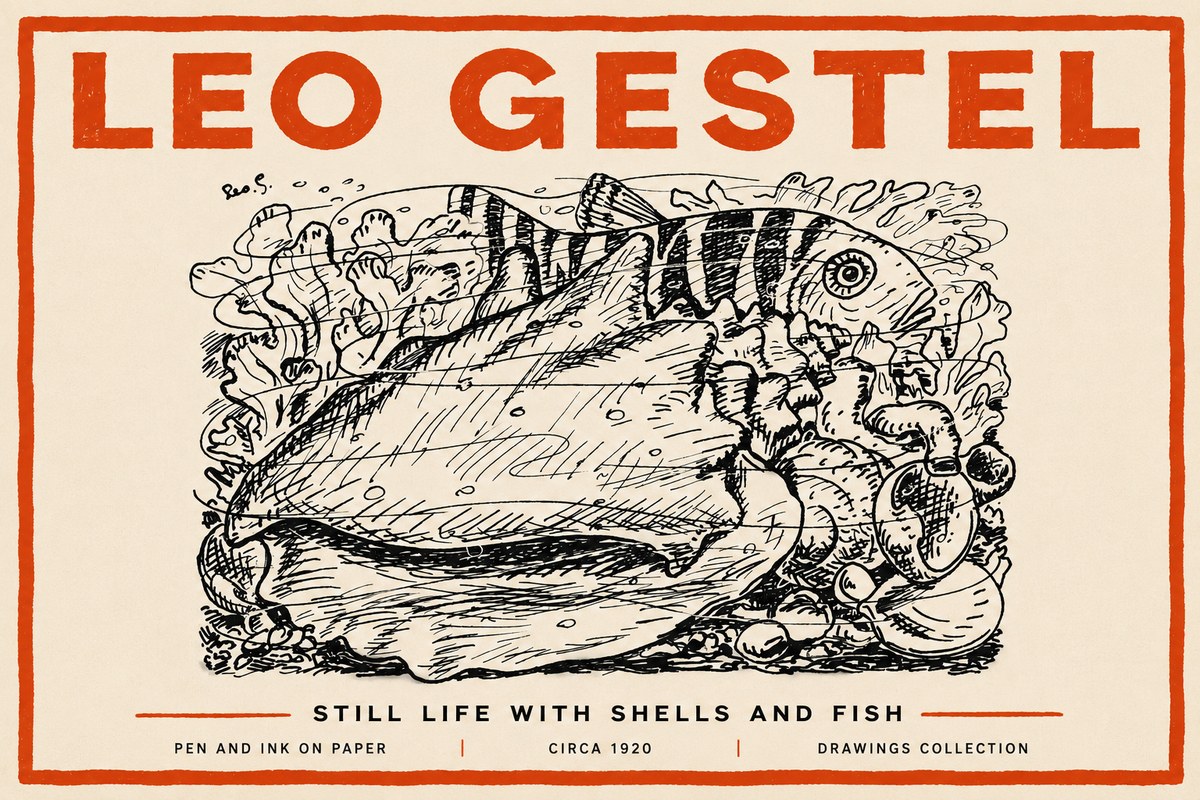 Leo Gestel Still Life with Shells and Fish No4 - Poszter