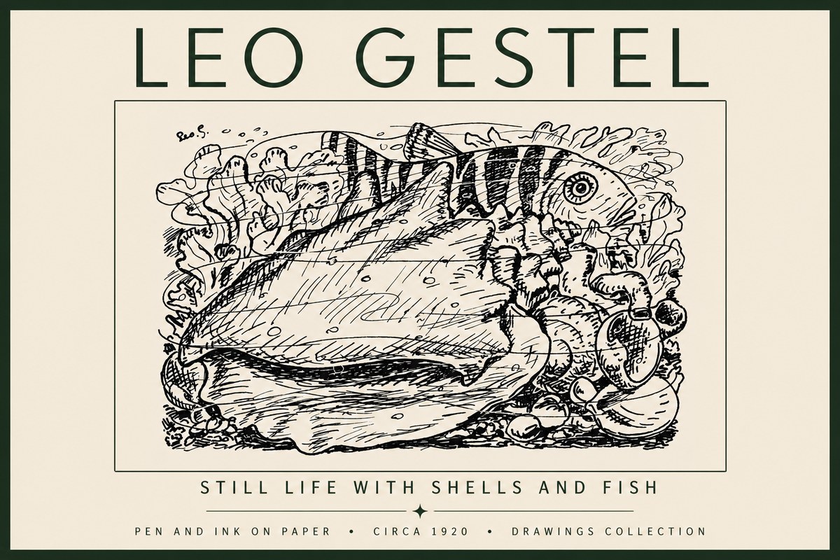 Leo Gestel Still Life with Shells and Fish No5 - Poszter