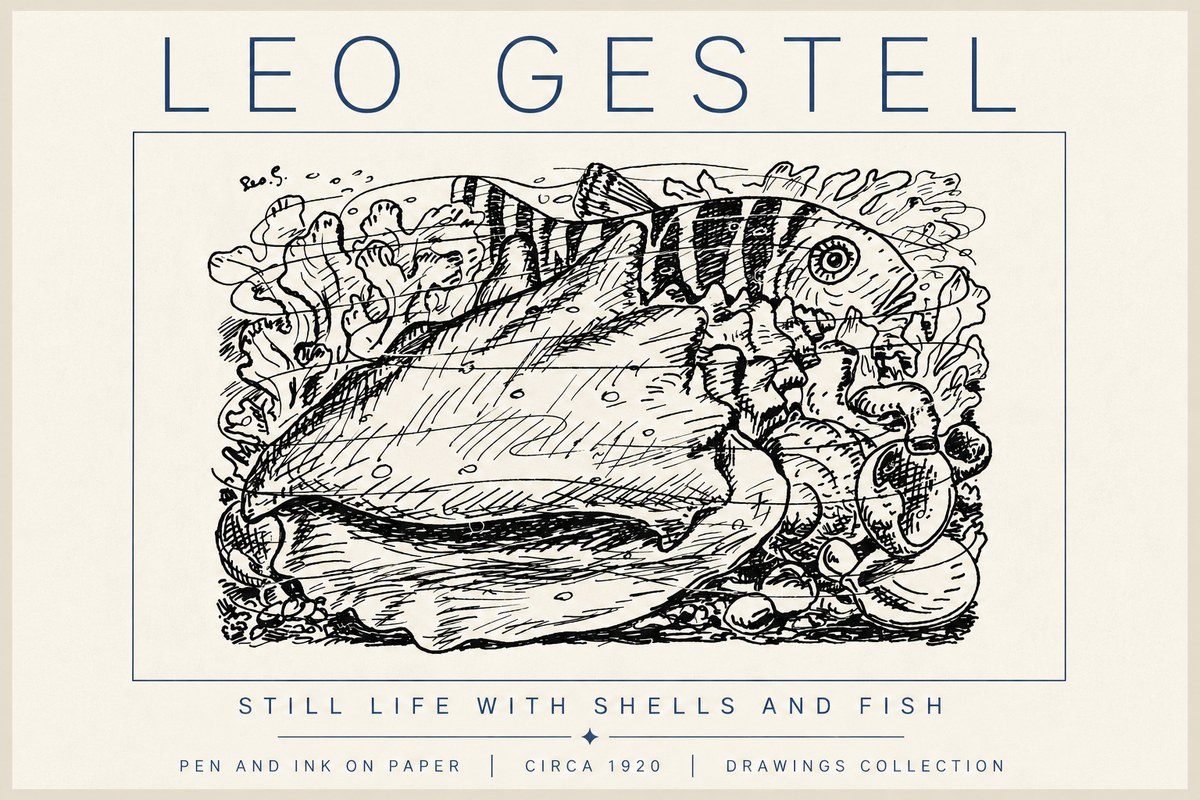 Leo Gestel Still Life with Shells and Fish No6 - Poszter