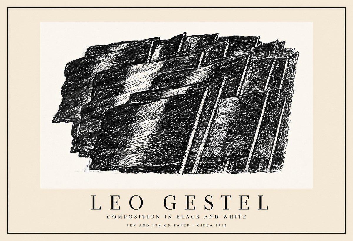 Leo Gestel Composition in Black and White No1 - Poszter