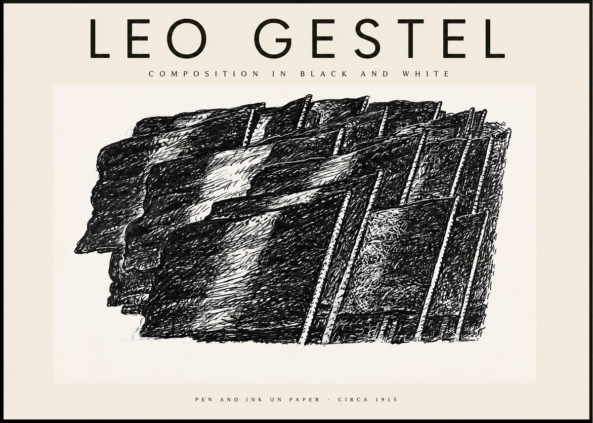 Leo Gestel Composition in Black and White No2 - Poszter