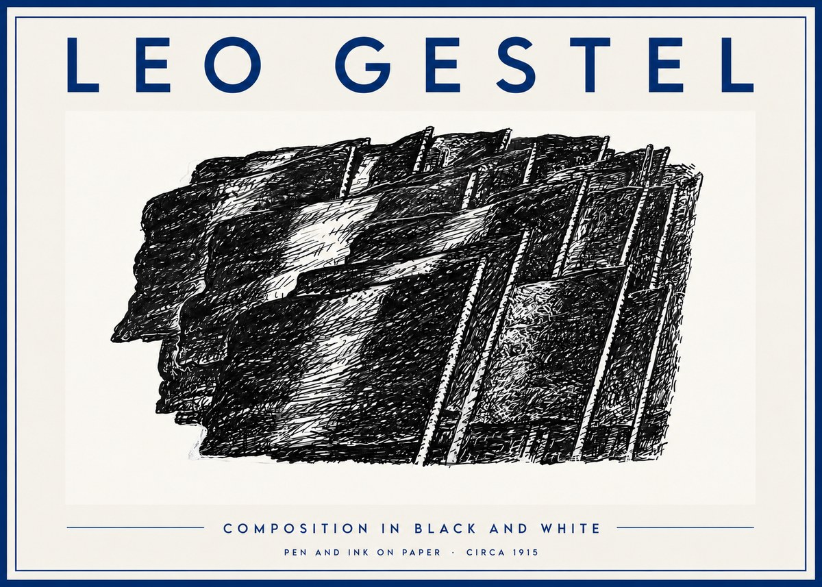 Leo Gestel Composition in Black and White No5 - Poszter