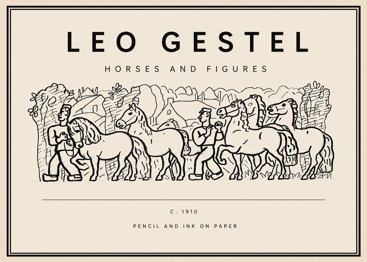 Leo Gestel Horses and Figures No3 - Poszter