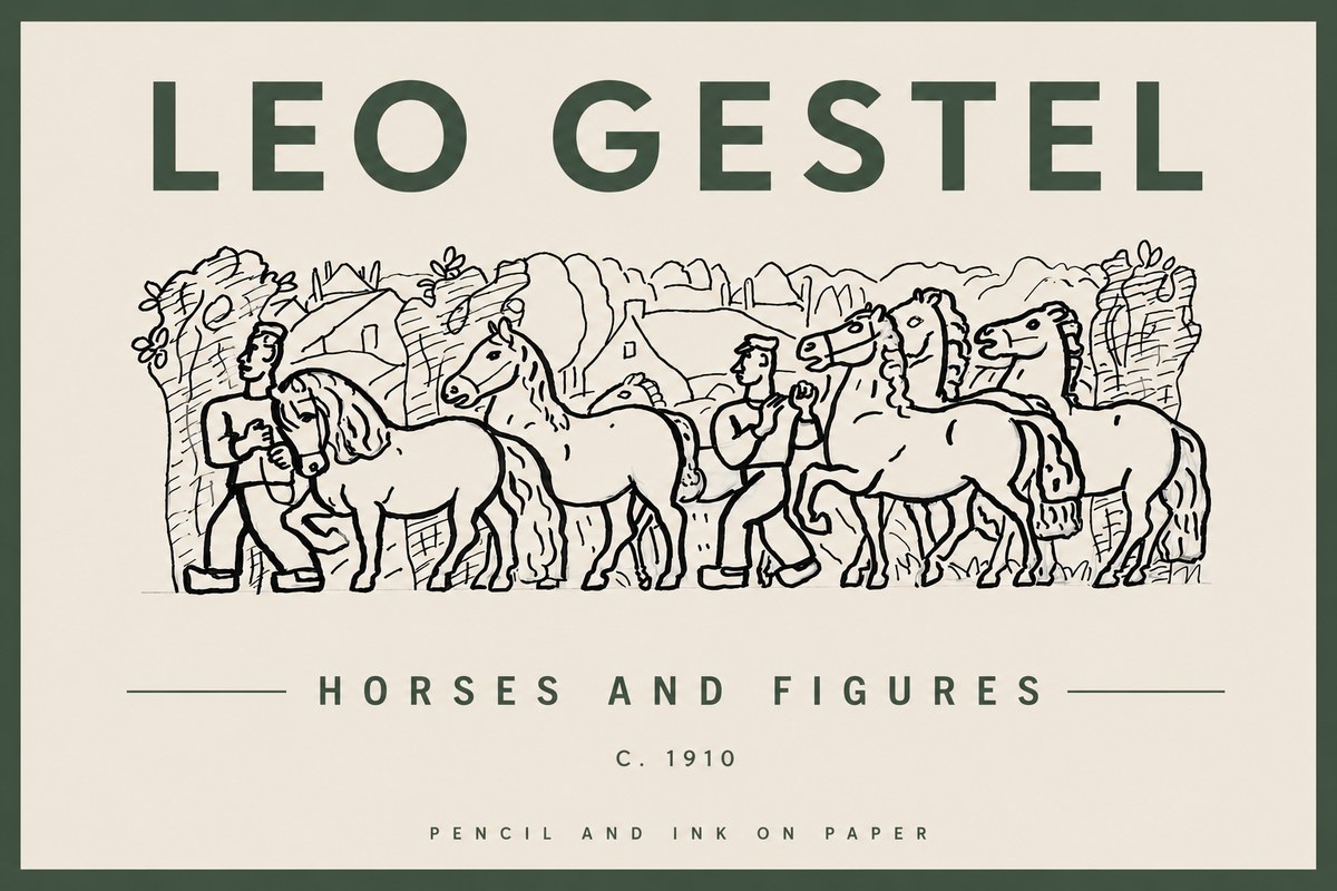 Leo Gestel Horses and Figures No4 - Poszter