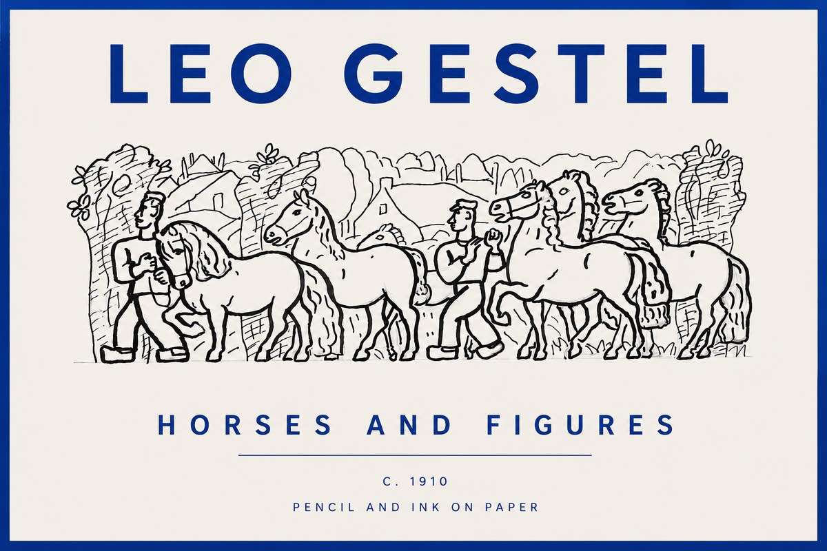 Leo Gestel Horses and Figures No5 - Poszter