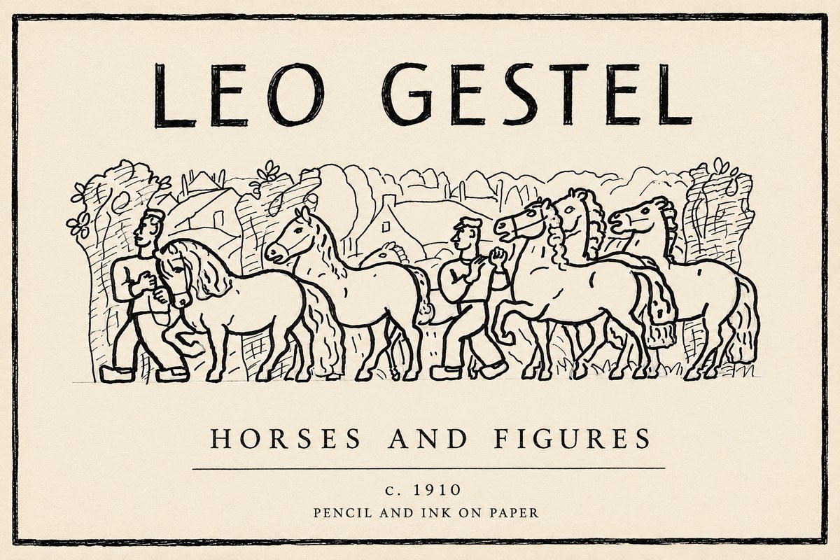Leo Gestel Horses and Figures No6 - Poszter