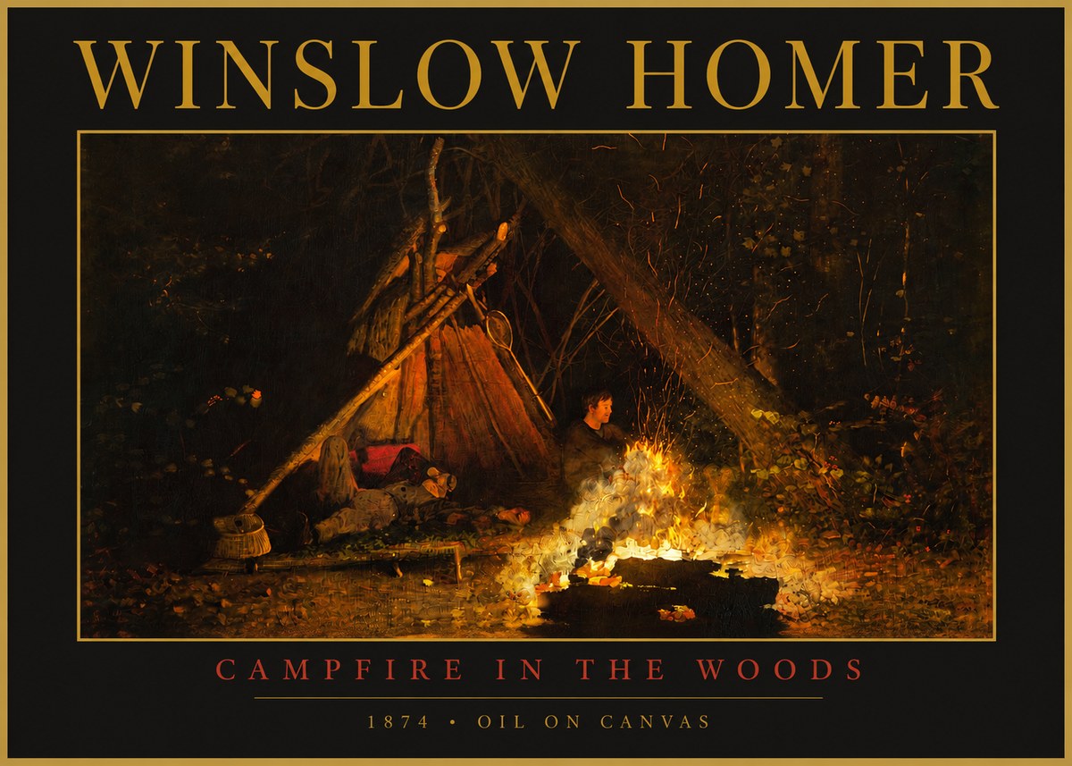 Winslow Homer Campfire in the Woods No2 - Poszter