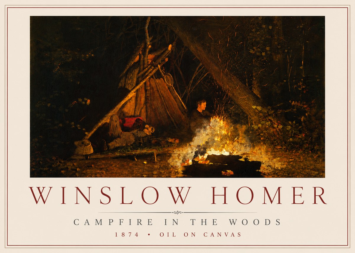 Winslow Homer Campfire in the Woods No3 - Poszter