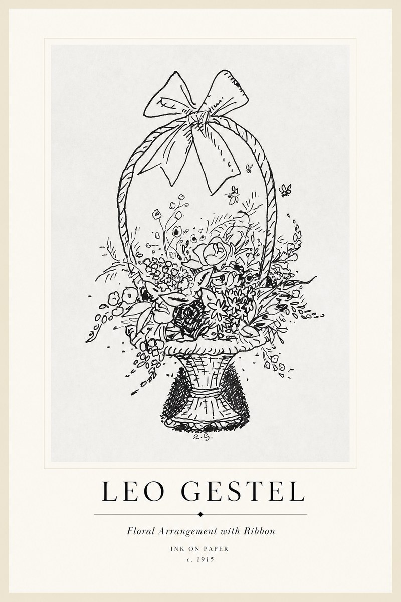 Leo Gestel Floral Arrangement with Ribbon No1 - Poszter
