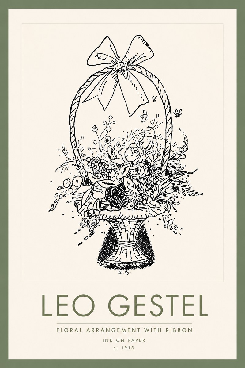 Leo Gestel Floral Arrangement with Ribbon No2 - Poszter