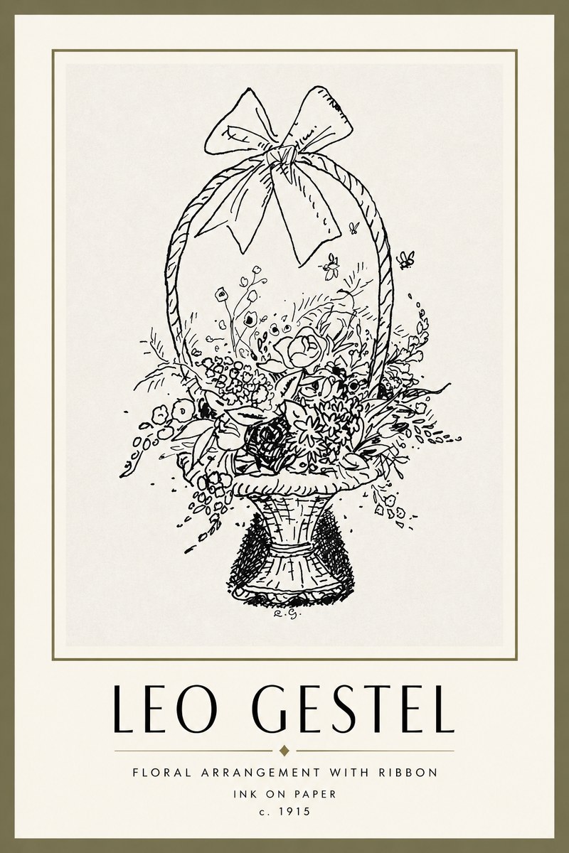 Leo Gestel Floral Arrangement with Ribbon No4 - Poszter