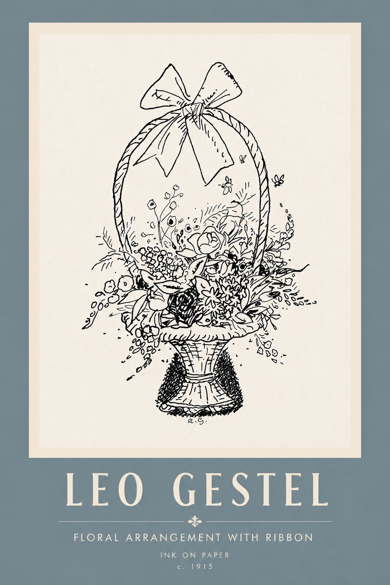 Leo Gestel Floral Arrangement with Ribbon No5 - Poszter