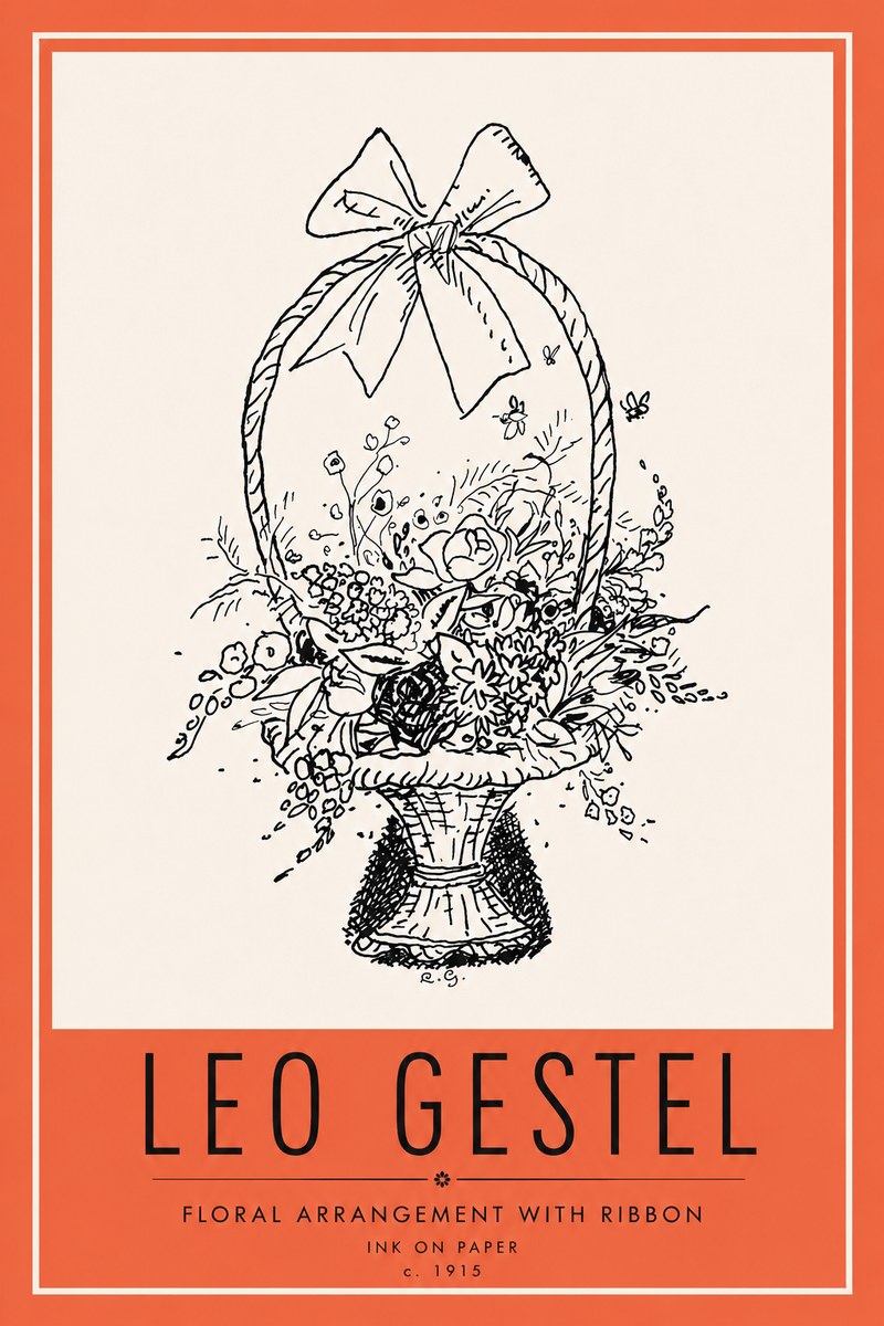 Leo Gestel Floral Arrangement with Ribbon No6 - Poszter