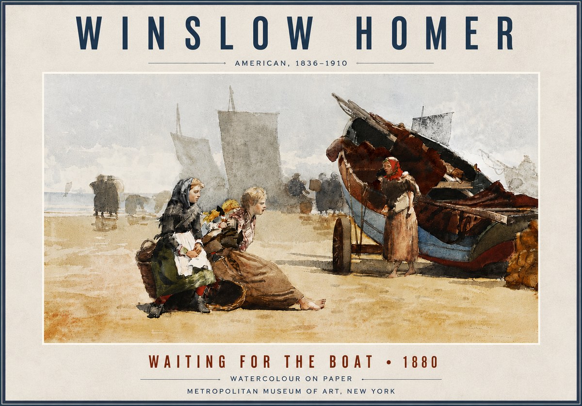 Winslow Homer Waiting for the Boat No5 - Poszter