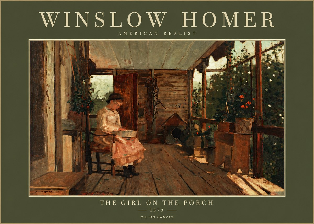 Winslow Homer The Girl on the Porch No5 - Poszter