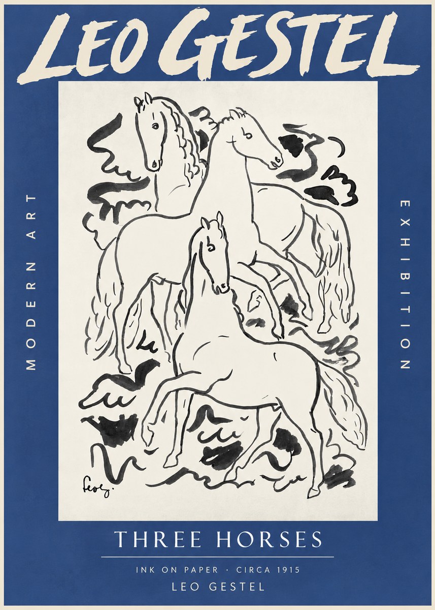 Leo Gestel Three Horses No3 - Poszter