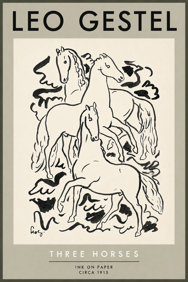 Leo Gestel Three Horses No5 - Poszter