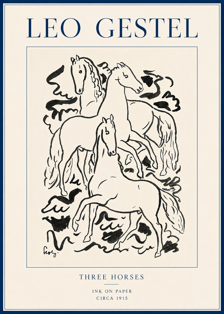 Leo Gestel Three Horses No6 - Poszter