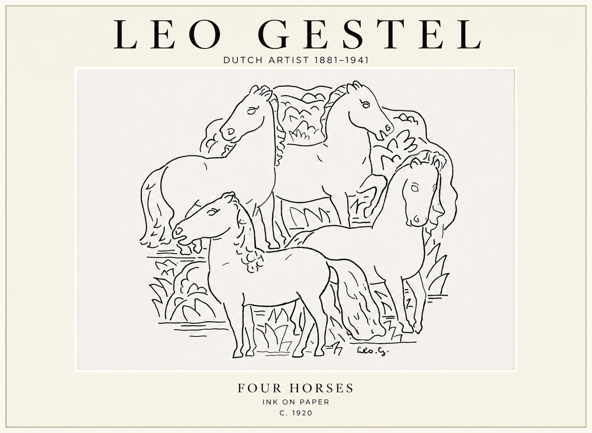 Leo Gestel Four Horses No1 - Poszter