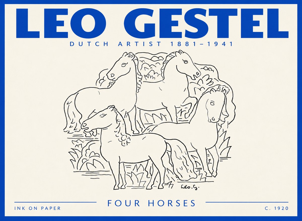Leo Gestel Four Horses No2 - Poszter