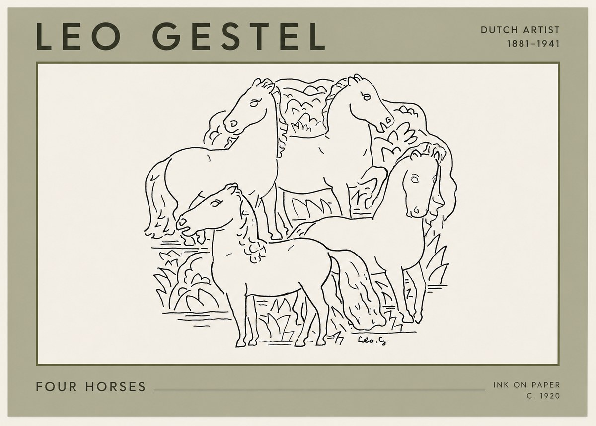 Leo Gestel Four Horses No3 - Poszter