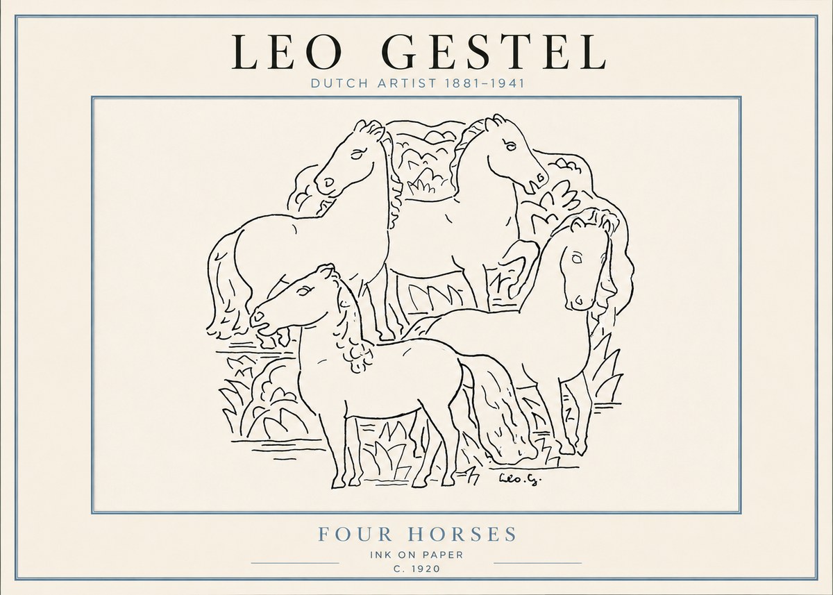 Leo Gestel Four Horses No4 - Poszter