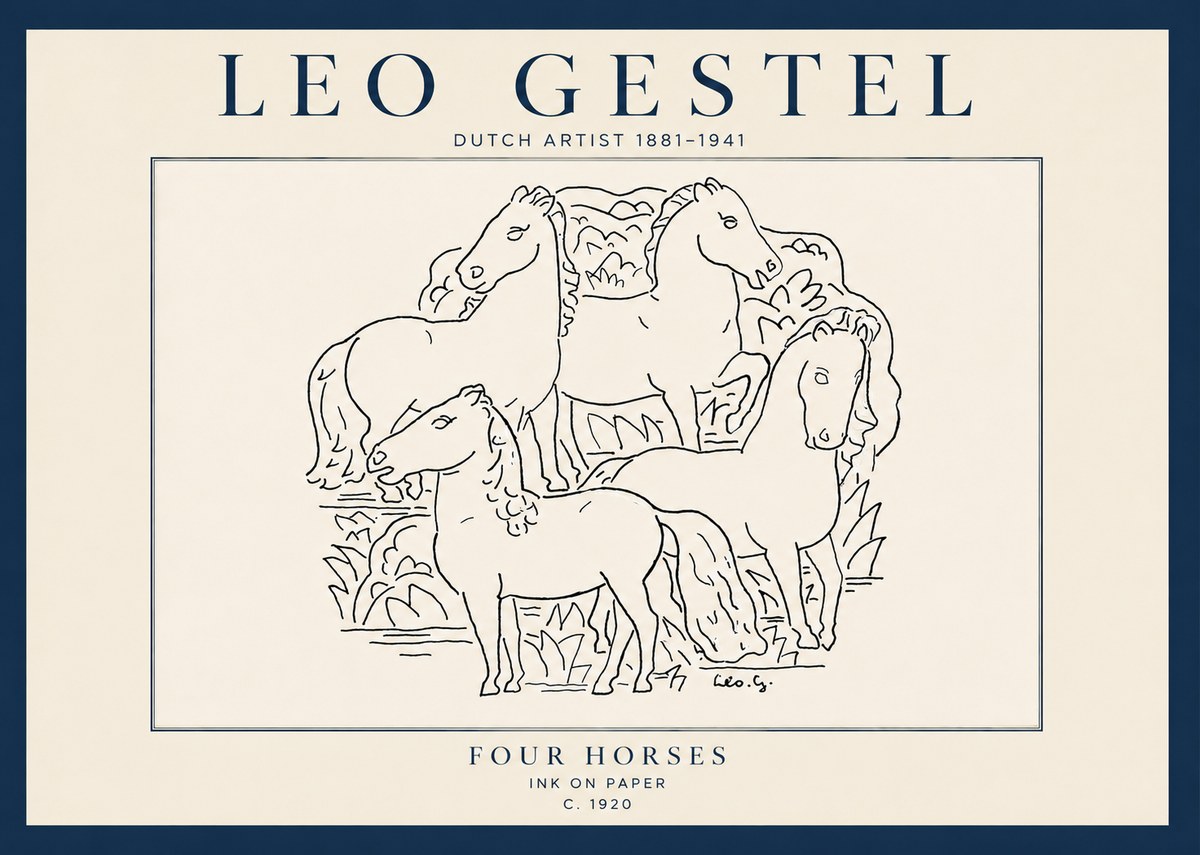 Leo Gestel Four Horses No5 - Poszter