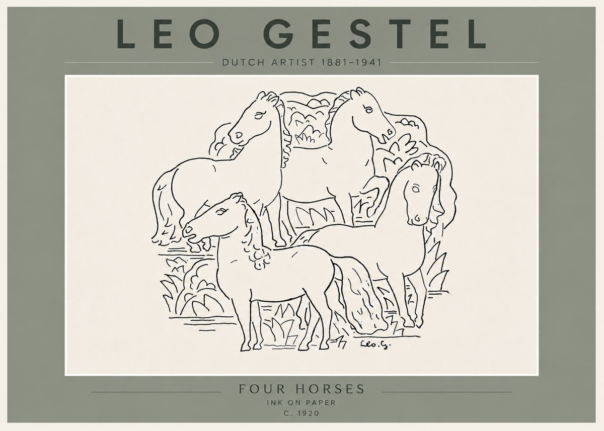 Leo Gestel Four Horses No6 - Poszter