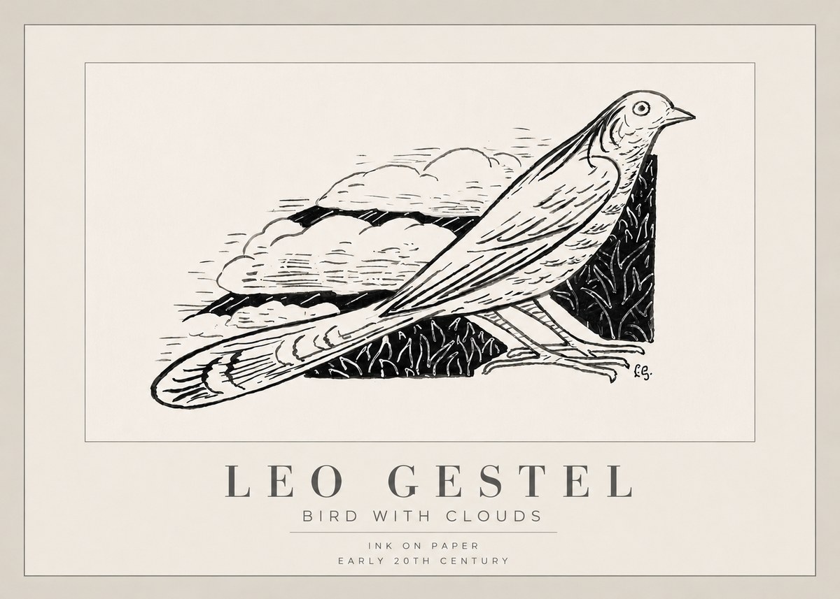 Leo Gestel Bird with Clouds No3 - Poszter