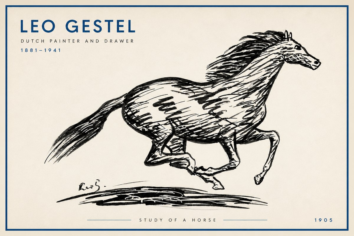 Leo Gestel Study of a Horse No3 - Poszter