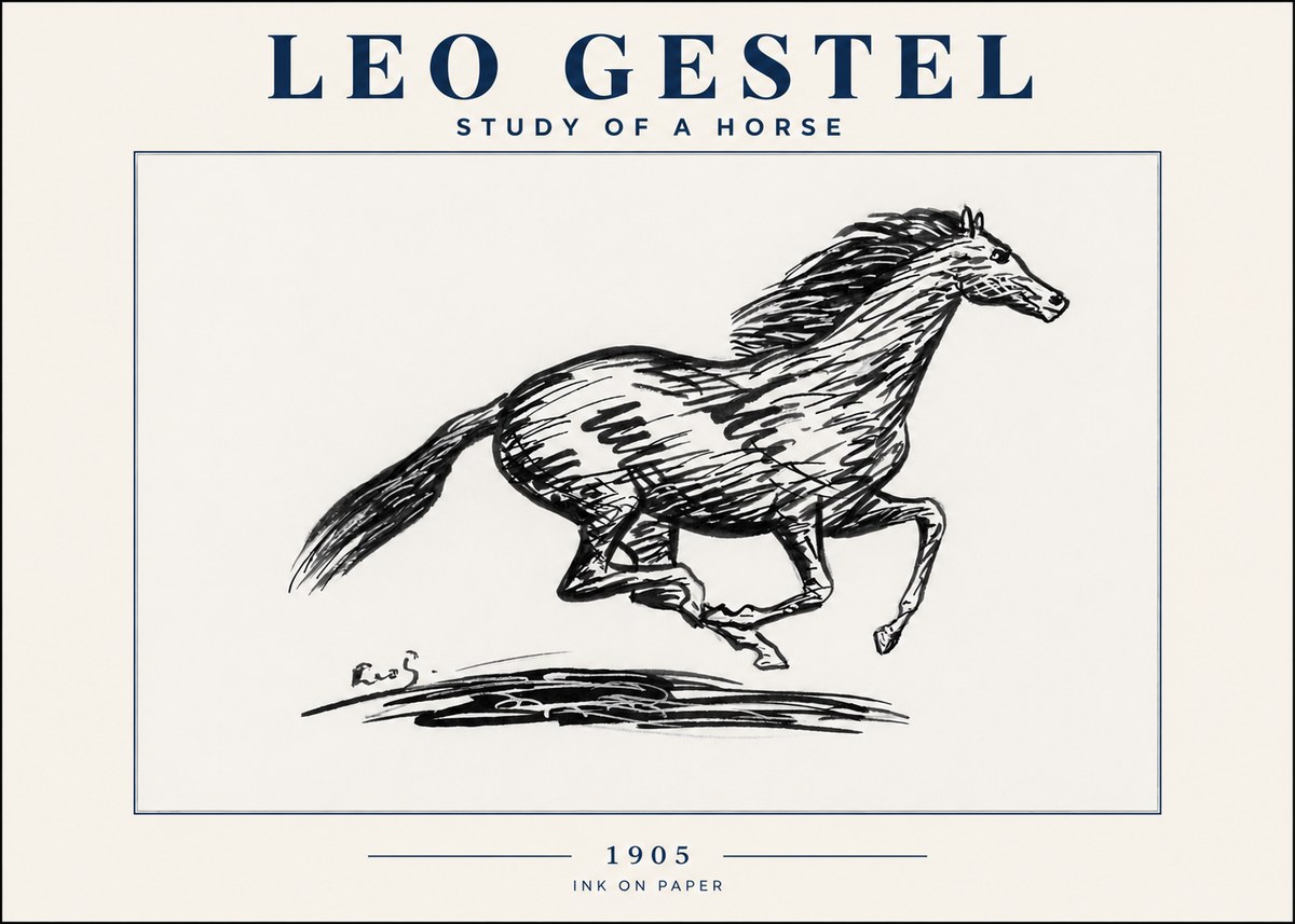 Leo Gestel Study of a Horse No4 - Poszter