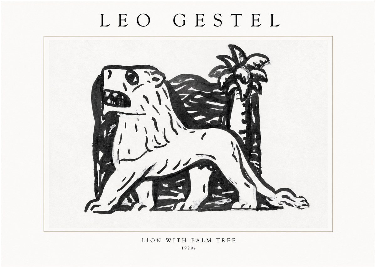 Leo Gestel Lion with Palm Tree No1 - Poszter