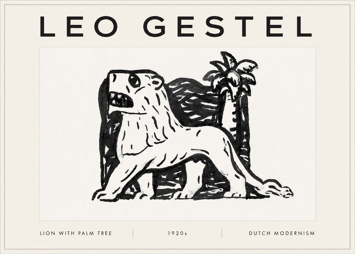 Leo Gestel Lion with Palm Tree No5 - Poszter