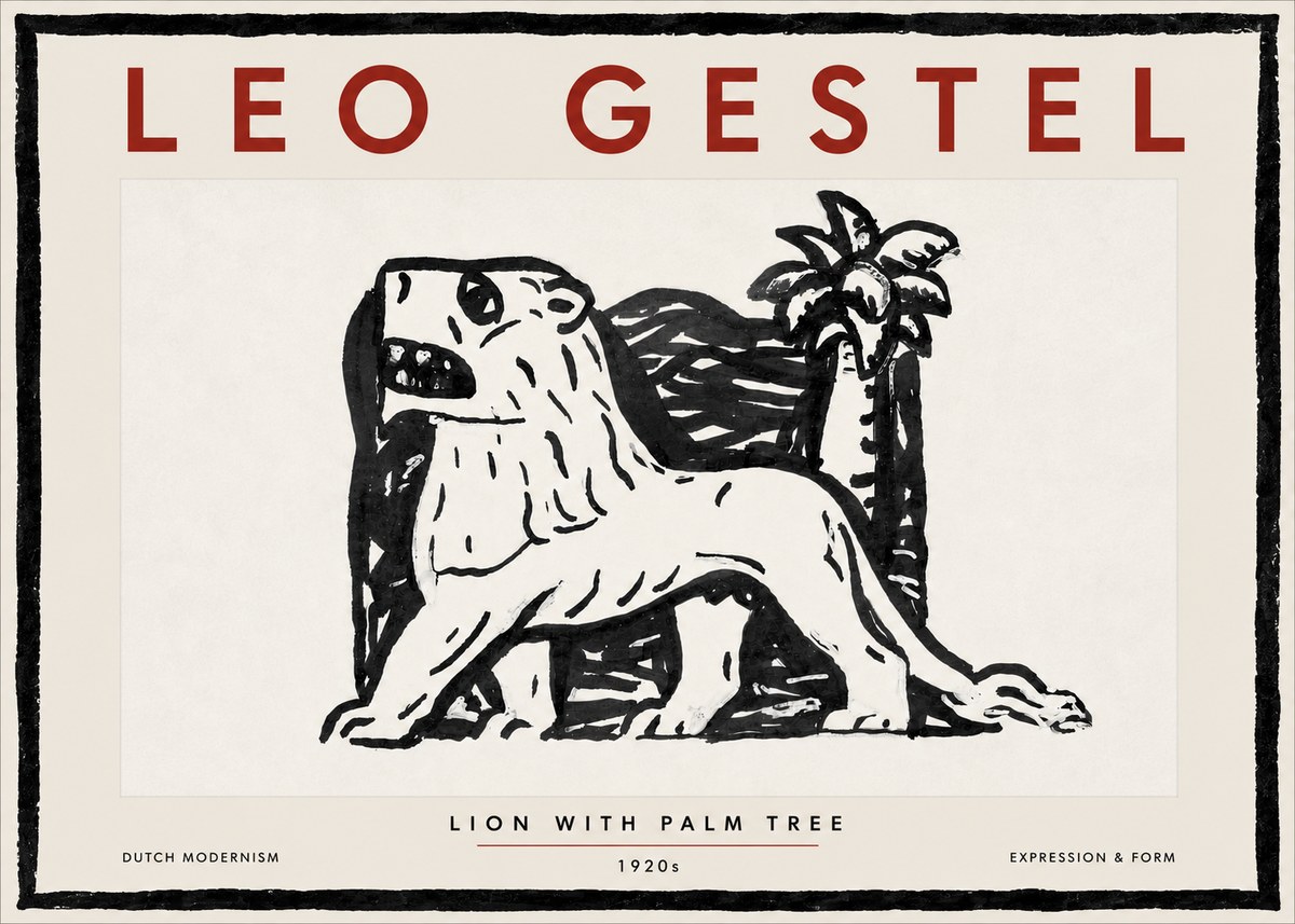 Leo Gestel Lion with Palm Tree No6 - Poszter