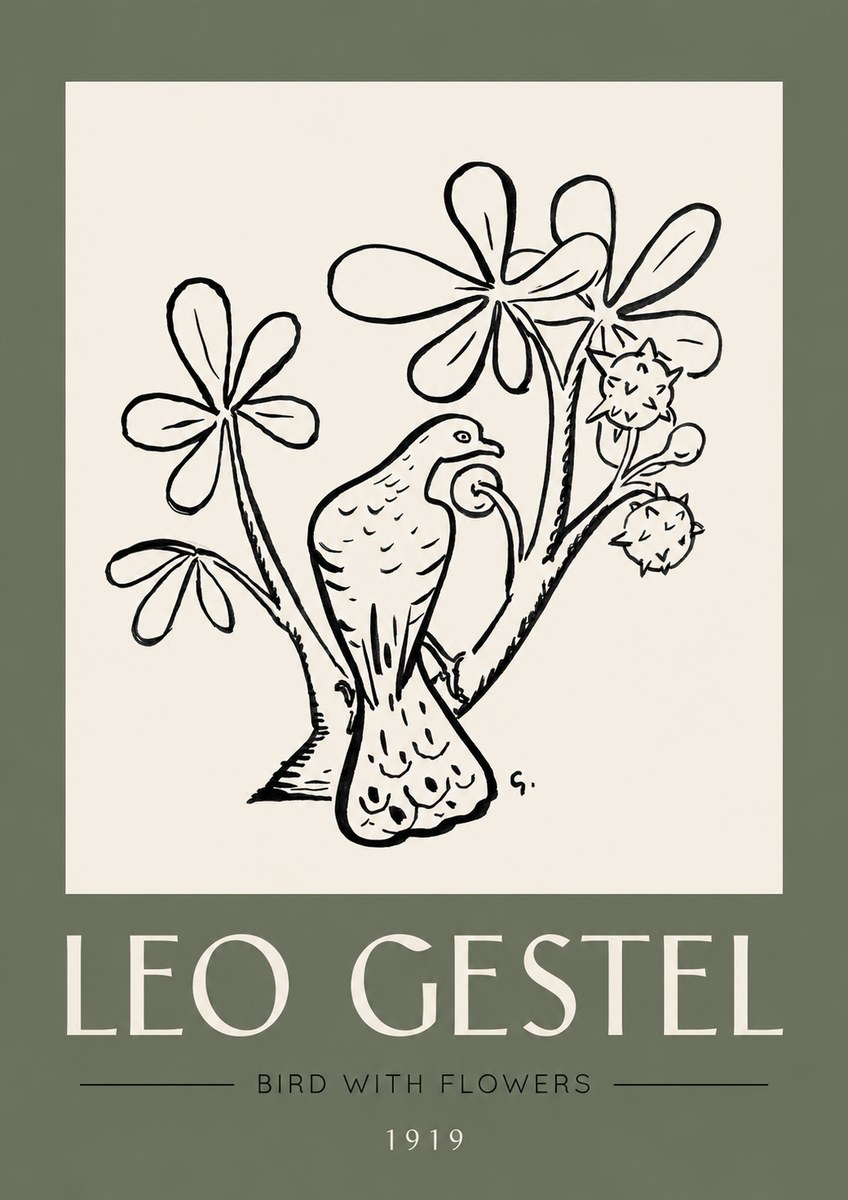 Leo Gestel Bird with Flowers No3 - Poszter