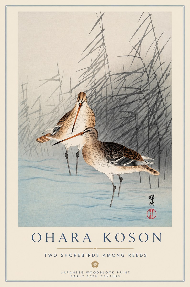 Ohara Koson Snipe in the Reeds No2 - Poszter
