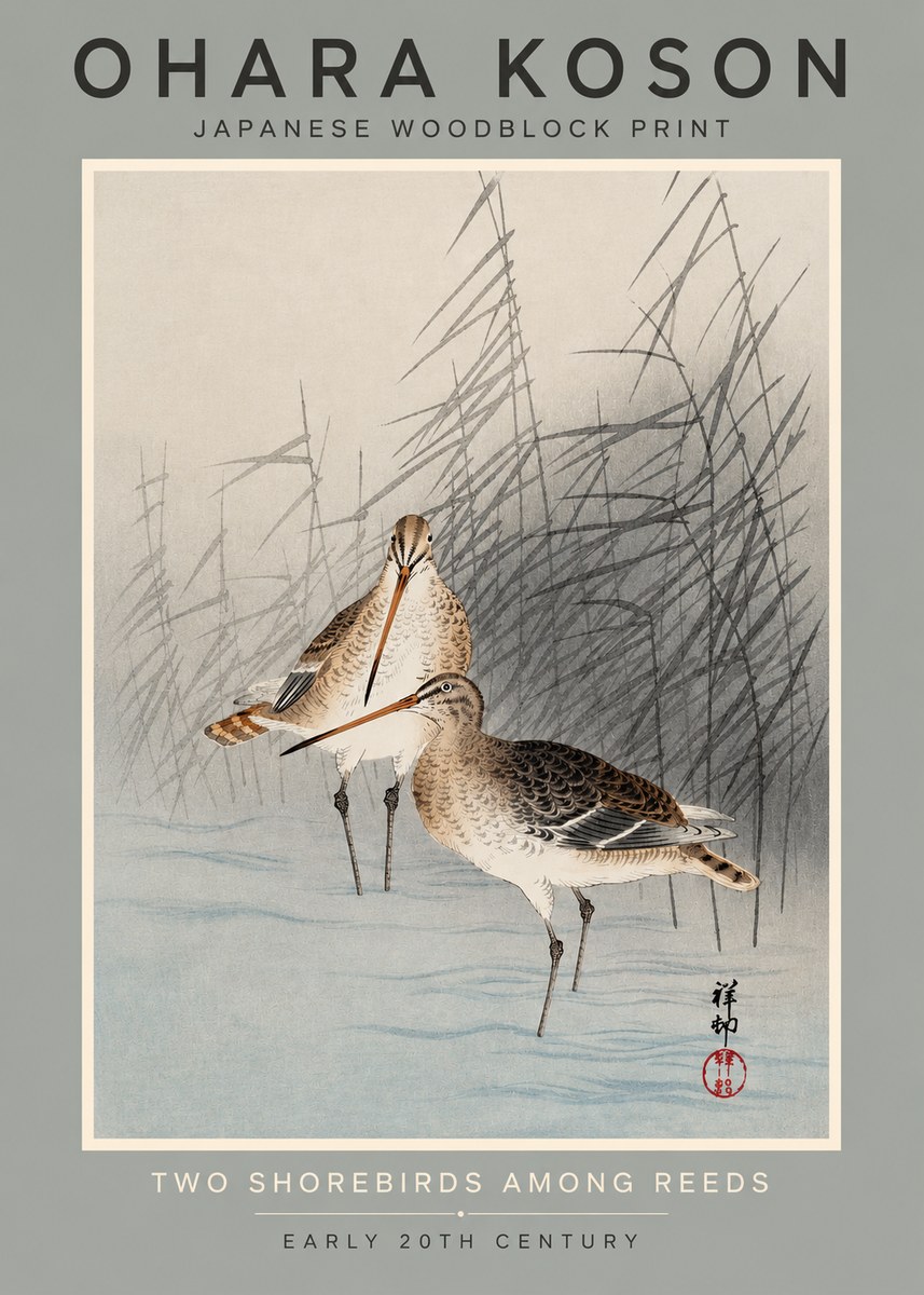 Ohara Koson Snipe in the Reeds No3 - Poszter