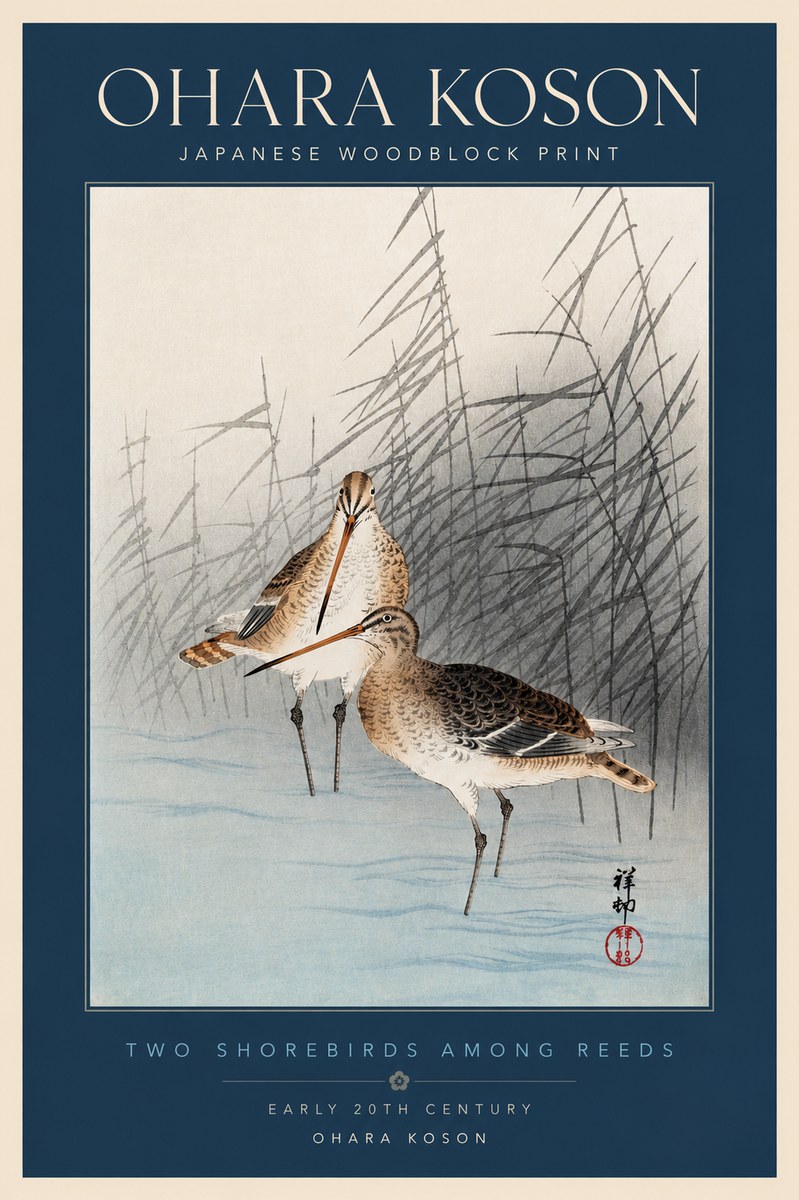 Ohara Koson Snipe in the Reeds No4 - Poszter