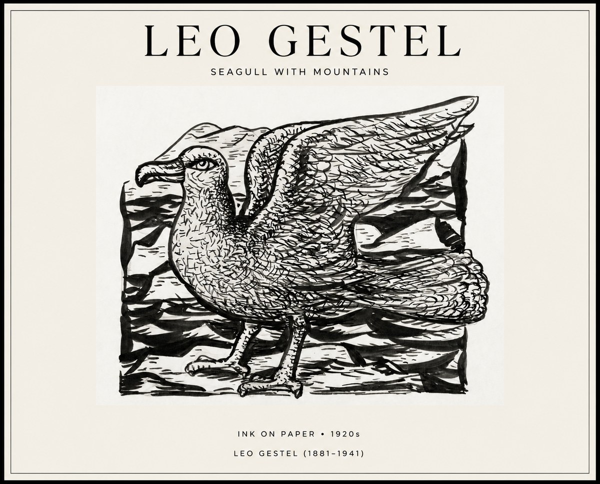Leo Gestel Seagull with Mountains No1 - Poszter