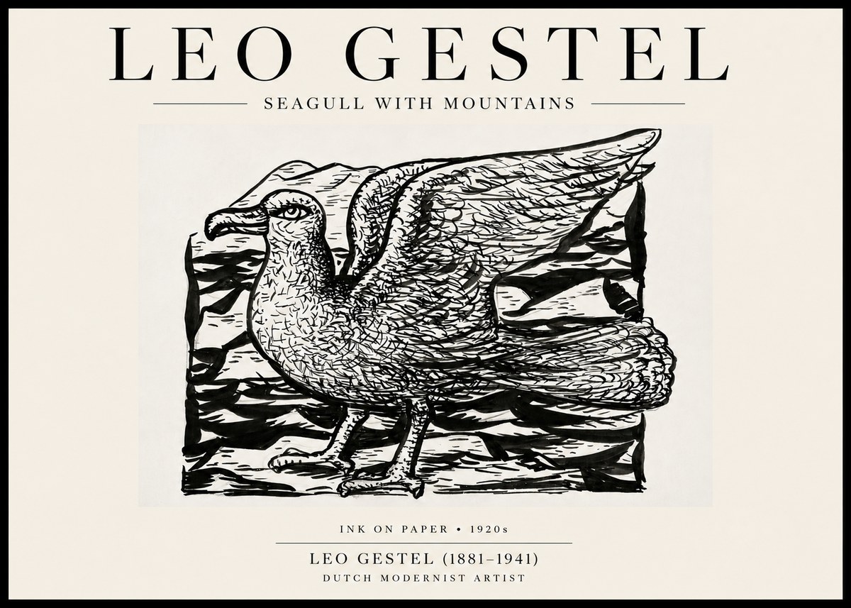 Leo Gestel Seagull with Mountains No6 - Poszter