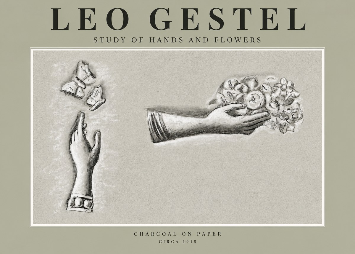 Leo Gestel Study of Hands and Flowers No2 - Poszter