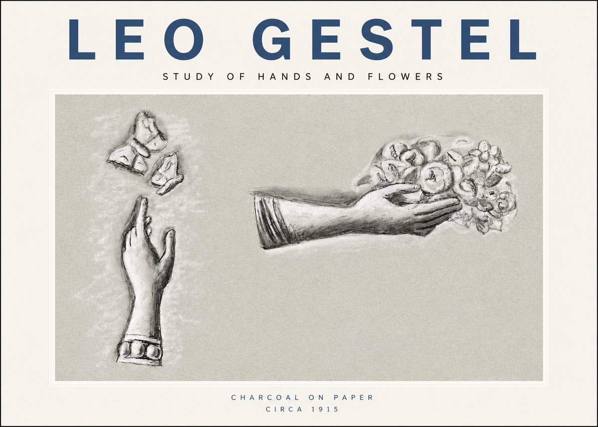 Leo Gestel Study of Hands and Flowers No3 - Poszter