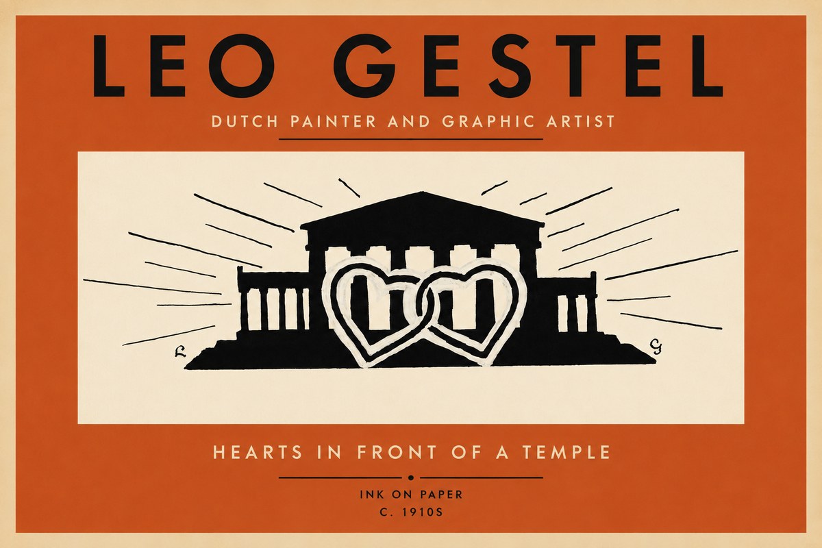 Leo Gestel Hearts in Front of a Temple No2 - Poszter
