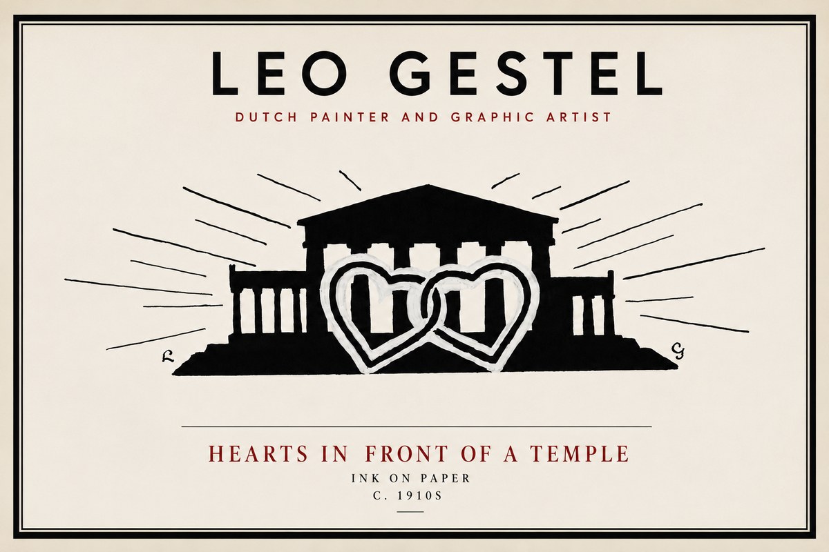 Leo Gestel Hearts in Front of a Temple No4 - Poszter