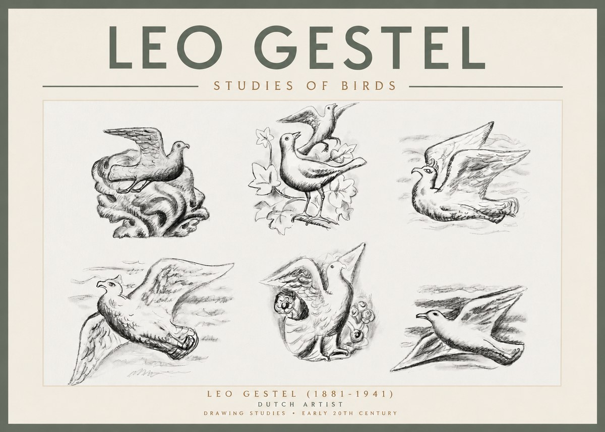 Leo Gestel Studies of Birds No3 - Poszter
