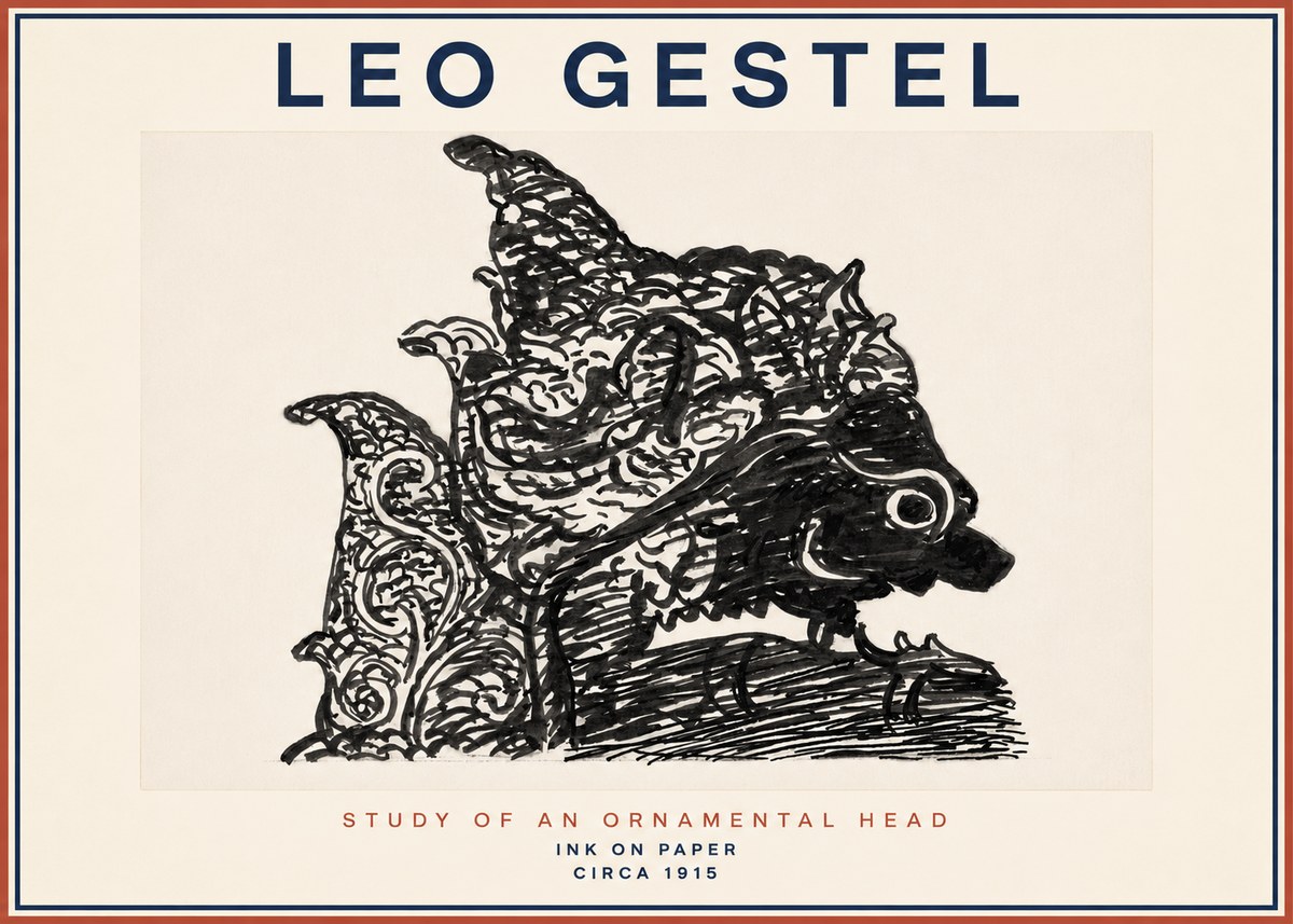 Leo Gestel Study of an Ornamental Head No2 - Poszter