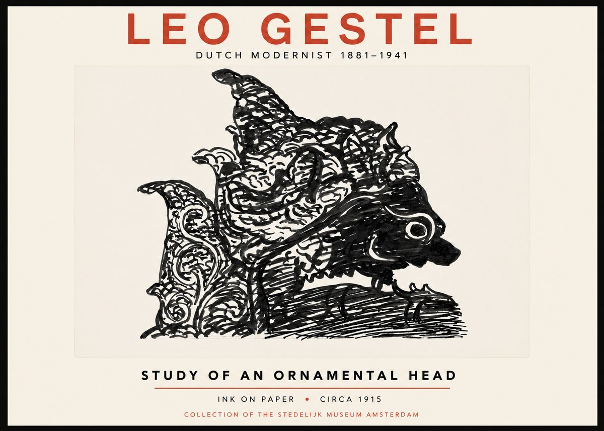 Leo Gestel Study of an Ornamental Head No4 - Poszter